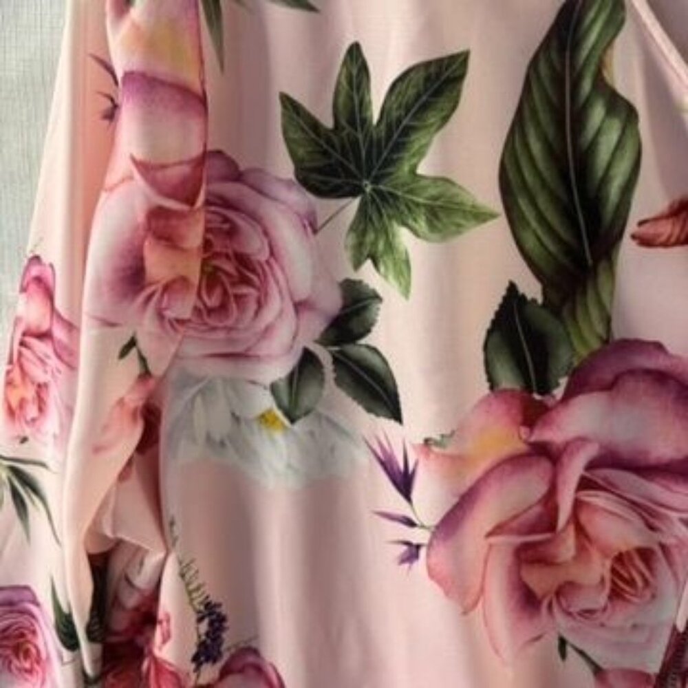 Charlie B Floral Bomber Jacket Pink With Zipper Front & Elastic Hem Lightweight - Picture 13 of 16